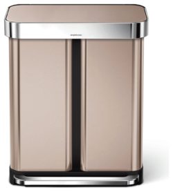 Simplehuman 58 Litre Rose Gold Recycling Bin.